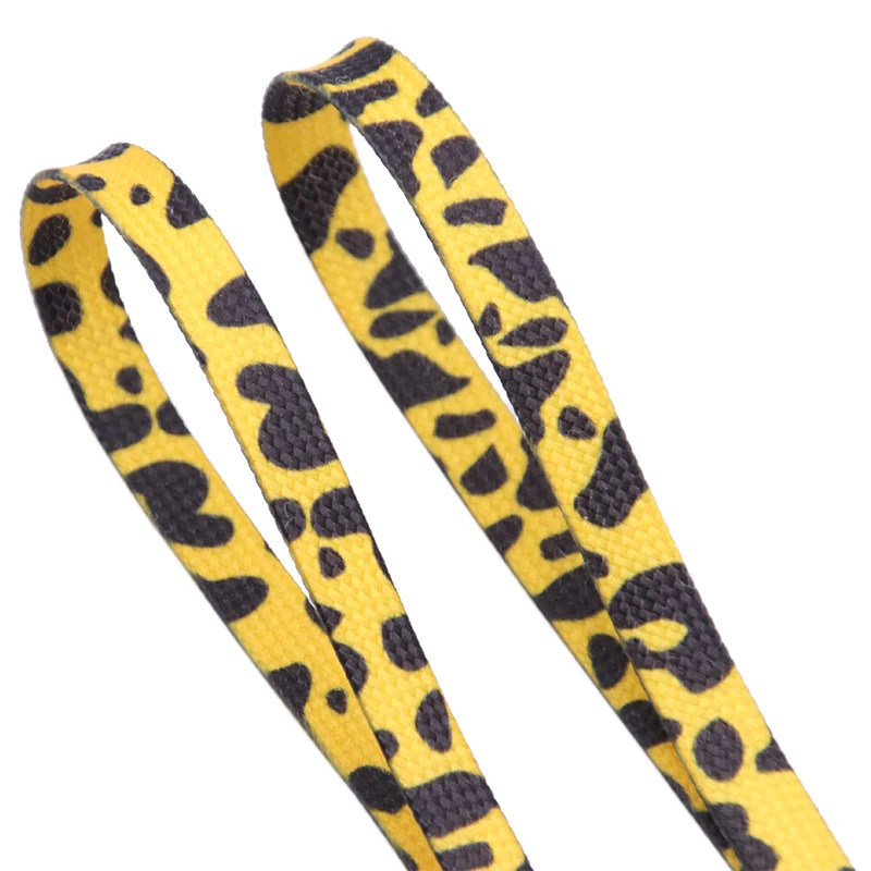 (30pairs/Lot) Weiou Fashion Trend Polyester Printed Flat Sports Shoelace Manufacturers Thermal Transfer Printing Leopard Laces