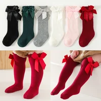 Big Bow Baby Long Socks Toddler Girls Spring Autumn Leg Warmer Soft Cotton Princess Kids Knee High Socks Children Newborn Sock 4