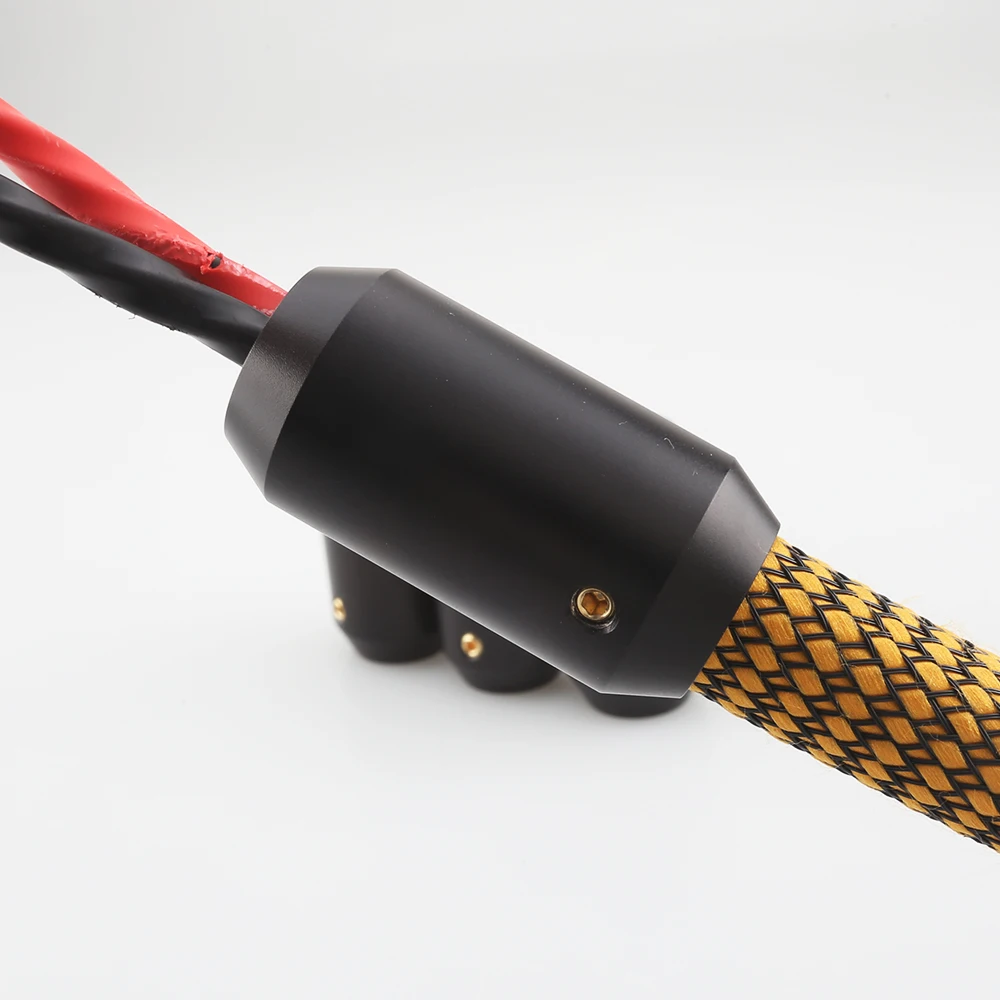 Audiocrast 4pcs HIFI Audio Pants Y Splter Cavo RCA Altoparlante Cavo Filo Pantalone Alluminio 11mm A 2*7mm Stivale Con Freccia