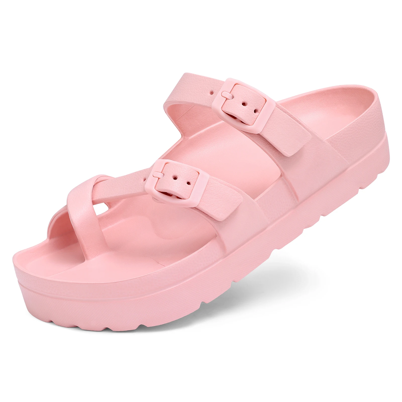 Lightweight Comfort Slides Double Buckle Orthopedic Flat Sandals