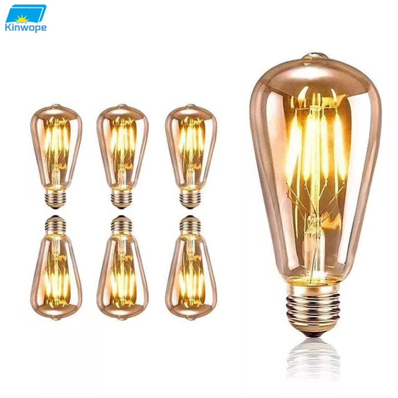 ST64FilamentBulbBrown4WRetroTungstenLampPacifierBubbleE27EggplantBubbleAntique