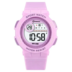 Waterproof Digital Kids' Sport Watch - Blue Electronic Alarm Clock (Purple Watch)