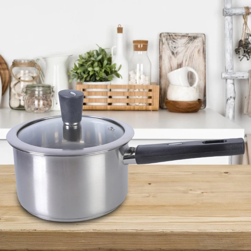 Stainless Steel Small Milk Pots Kitchen Saucepan with Ergonomic Handle Practical Saucepan for Cooking Enthusiasts