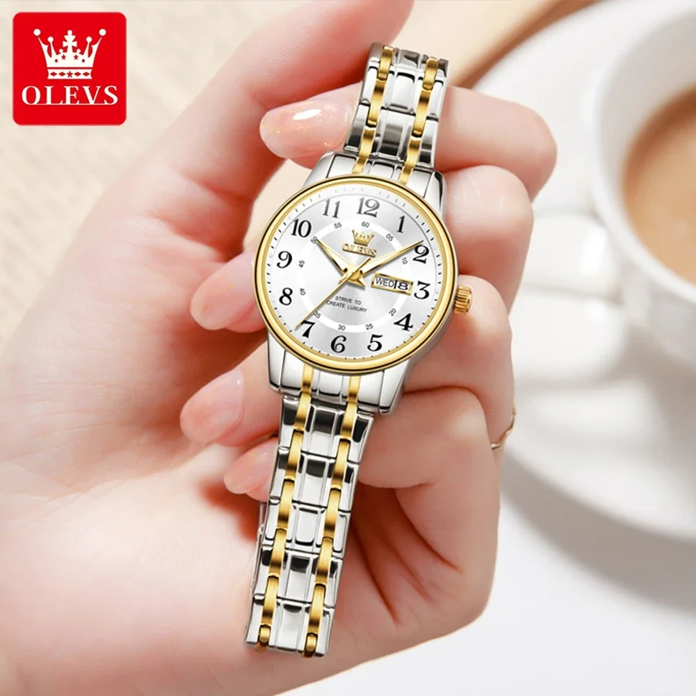 OLEVS 2891 Quartz Watch For Women Business Calendar Steel Strap Luminous  Waterproof Ladies Wristwatch free shipping watches - AliExpress