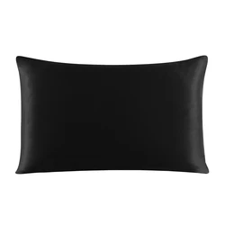 Premium 100% Mulberry Silk Pillowcase with Zipper - Luxurious and Healthy Sleep in Multicolor Options - 40x80 cm (Black)