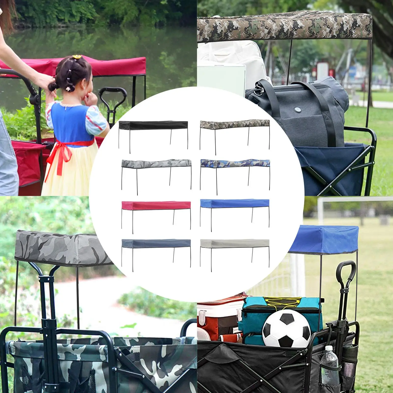 smtyteeng Wagon Canopy Transport Trailer Replacement Garden Camping Cart