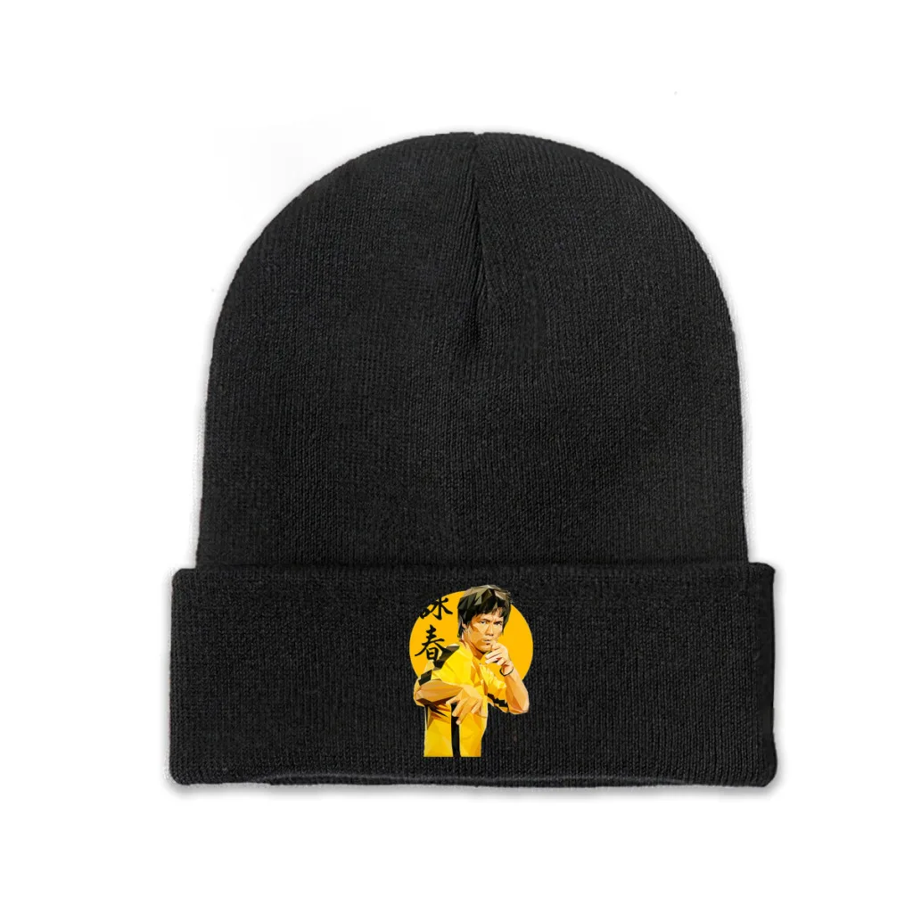 

Knit Hat Bruce Lee Martial Artist Winter Warm Beanie Caps Retro Classic Men Women Fashion Casual Bonnet