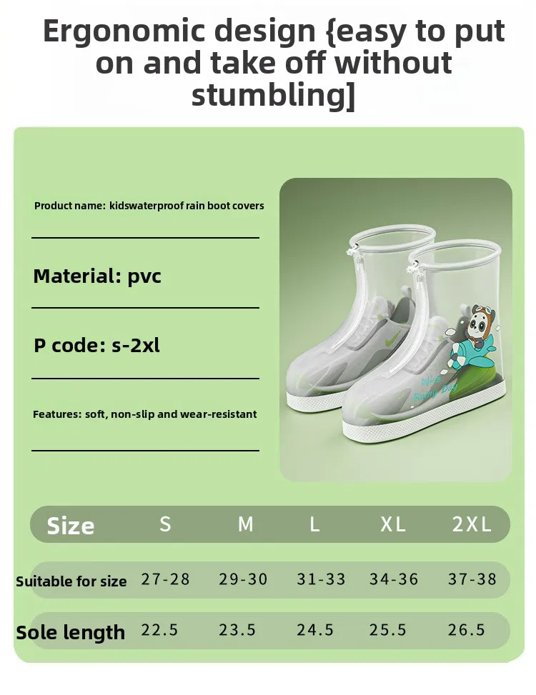 Verschleißfester Anti-Rutsch-Schuhüberzug für Kinder mit Cartoon-Motiv, wasserdicht, verdickter Zwischensohle-Regenschuhüberzug für Kinder, äußerlich getragen – Detail 12