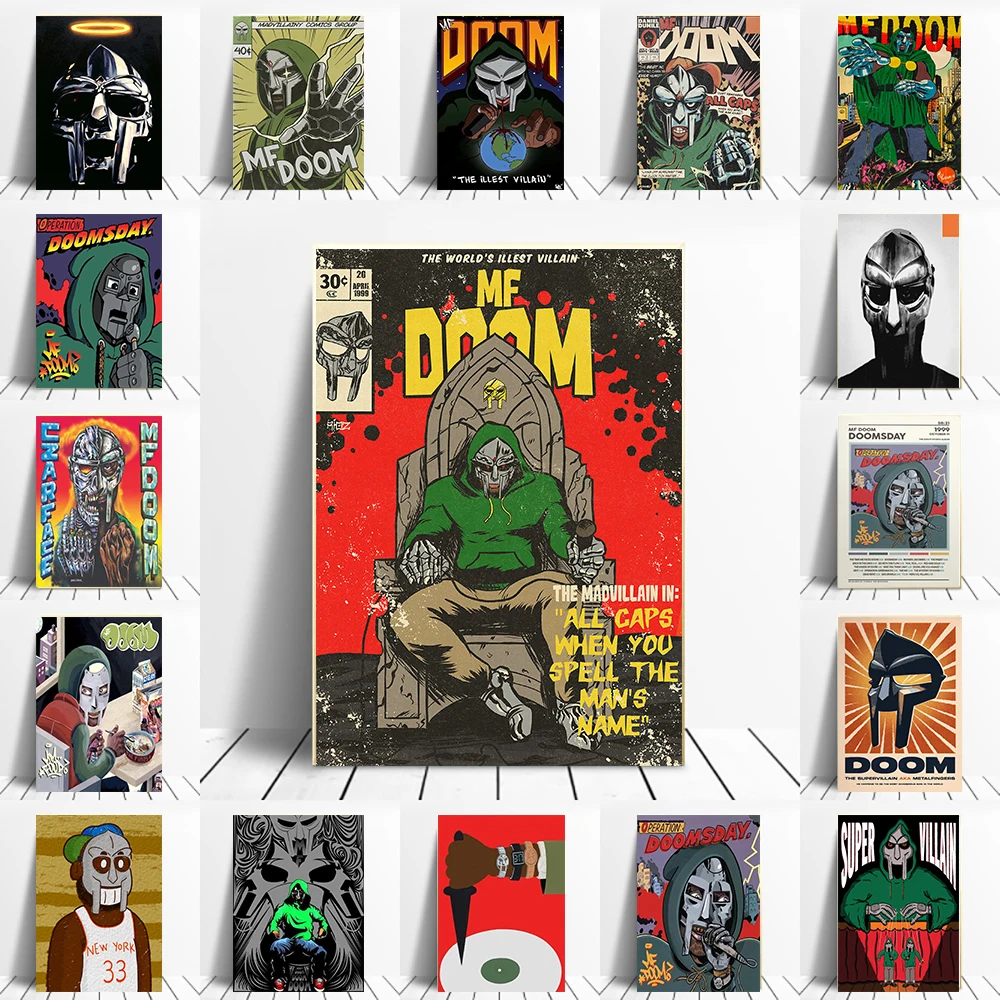 Плакаты рэпер певец MF DOOM музыкальная Обложка хип-хоп звезда холст живопись