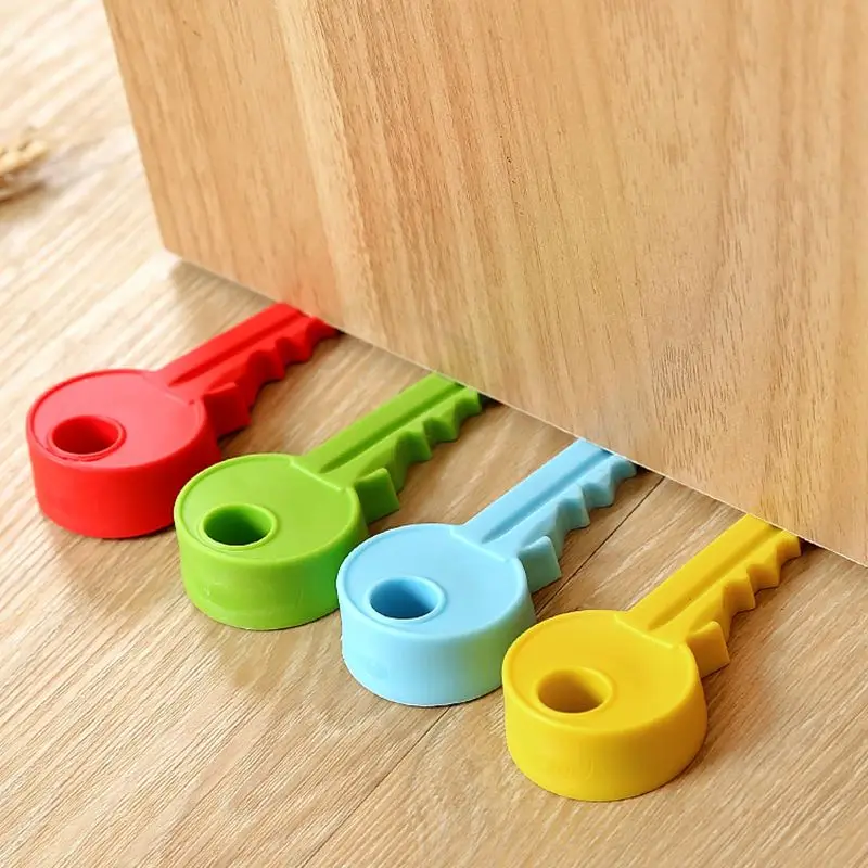 Silicone Door Stopper With Round Hole Key Shaped Security Guard Stopper Door Stop Wedge Slope Design For Seam 0.4-2cm