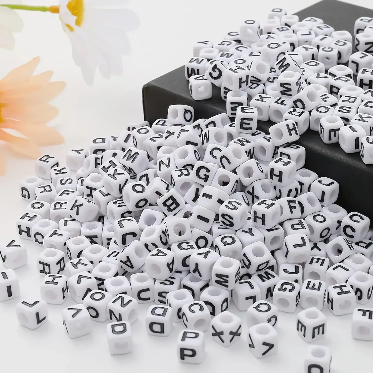 100/200/300/500PCS Acryl Buchstaben Perlen Zufällig Gemischt Würfel Alphabet Lose Perlen Für DIY kinder Schmuck Machen Handwerk 6x6mm – Detail 5