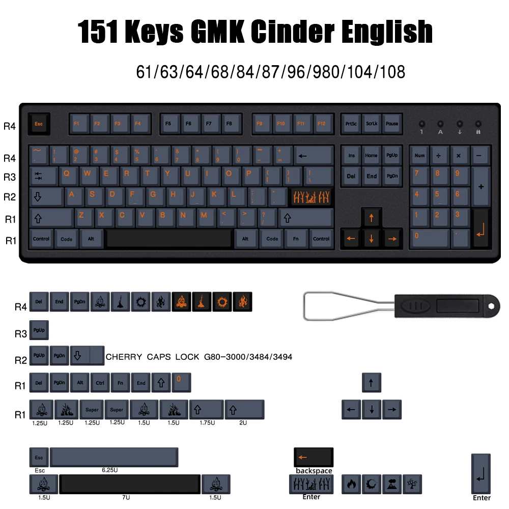 GMK Cinder キーキャップ GMK Cinder Keycaps Japanese English Cherry Profile PBT 5