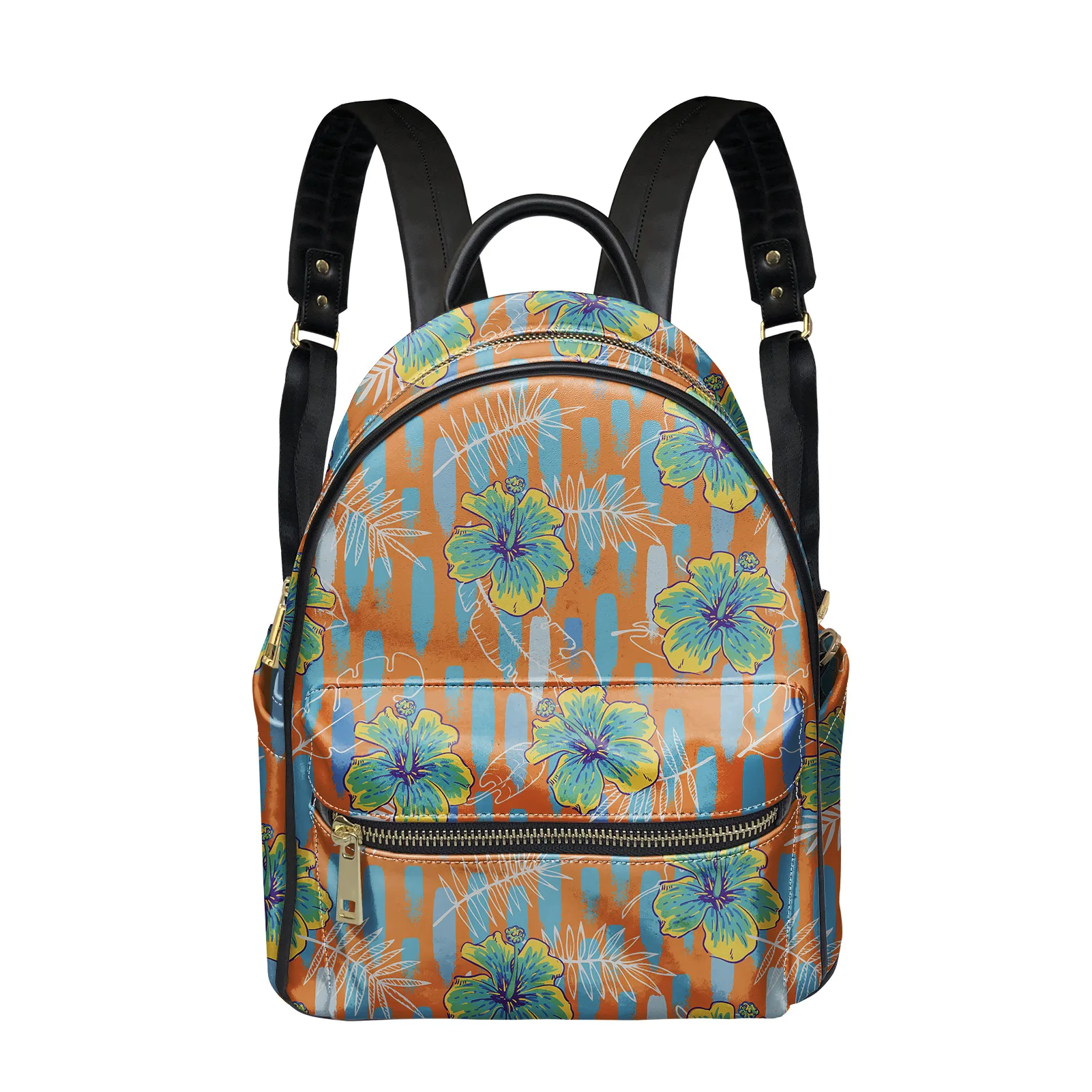 

2022 Polynesian Design Women's PU Backpacks Women's Shoulder Bags Girls Fashion Mini School Bags Creative Flower Patterns