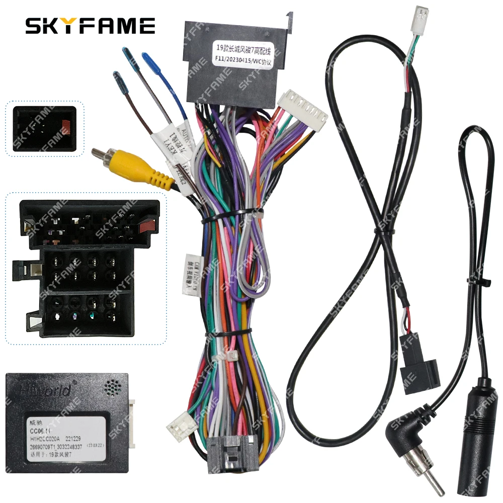 

SKYFAME Car 16pin Wiring Harness Adapter Canbus Box Decoder Android Radio Power Cable For Great Wall Steed Wingle 7