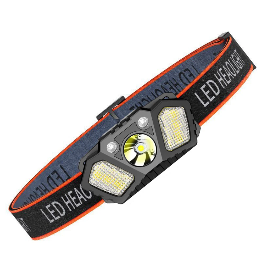 XPE 캠핑 헤드램프 지능형 파도 감지 LED 비상등, 캠핑 낚시 등산용 USB 충전식, 5 가지 조명 모드