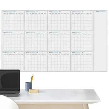 Agenda da parete cancellabile, calendario da parete di grandi dimensioni, agenda mensile, calendario annuale riutilizzabile con lavagna bianca vuota per la lista delle cose da fare