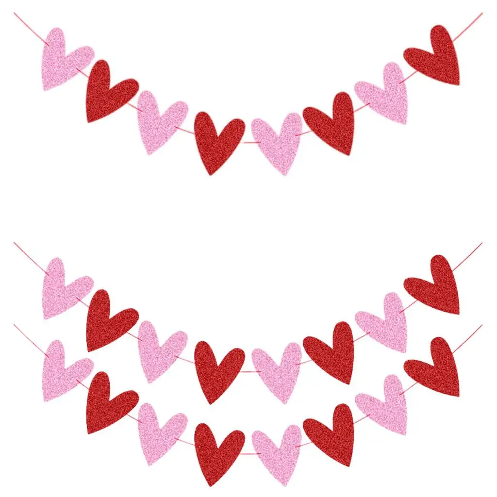 

Glitter Heart Banner Decorations for Valentine's Day Christmas Anniversary