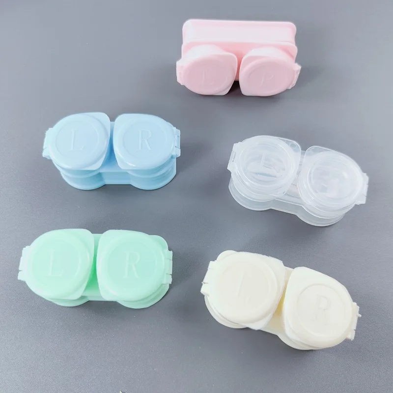 Contact Lenses Tools Color Contact Lens Case Take Traveling Ladies Portable Solid Color Lens Case Eye Care Kit Eye Holder Container Gift