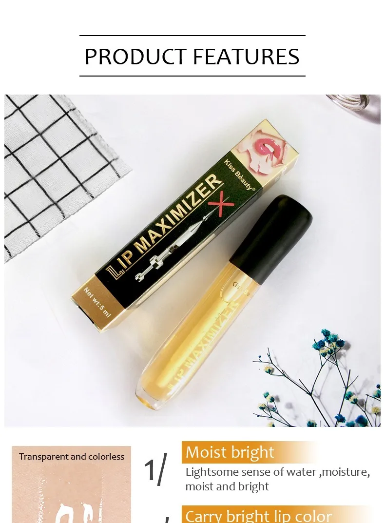 Description Picture 4 of itemTransparent Lip Gloss Plumping Lip Oil Moisturizing Repairing Fine Line Reducer Brighten Enhance Lip Serum Cosmetic