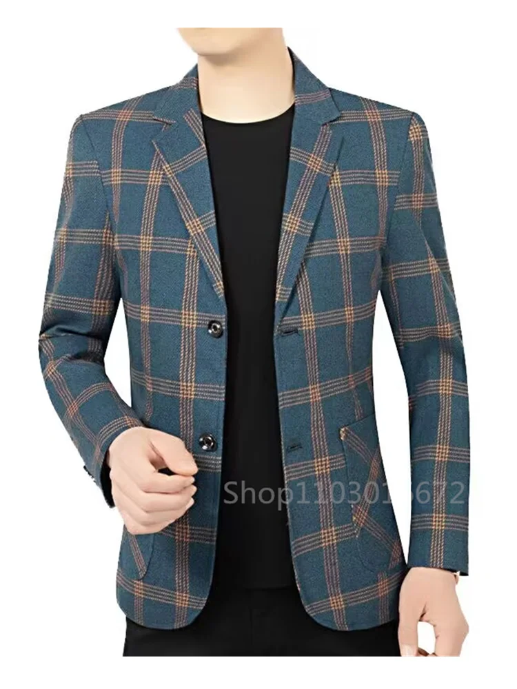 Men Plaid Business Casual Blazers Jackets New Spring Autumn Suits Coats High Quality Male Slim Fit Blazers Coats Size S-6XL