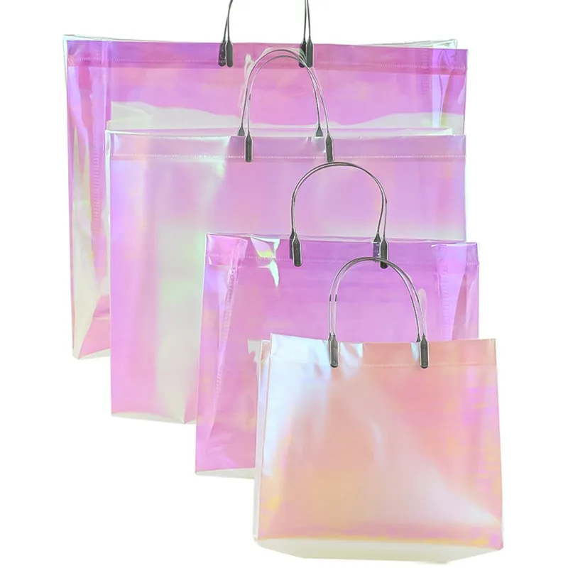 StoBag 여성용 투명 쇼핑 토트백, 플라스틱 어깨 패션 선물, 웨딩 파우치, 휴대용 맞춤 로고, 추가 요금, 10 개