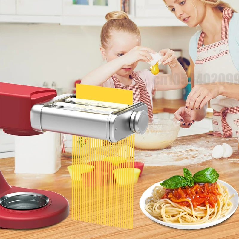 3 In 1 Pasta Steel Noodle Maker Spaghetti Noodle Dough Making Roller Presser Machine KitchenAid Making Aid Attachment