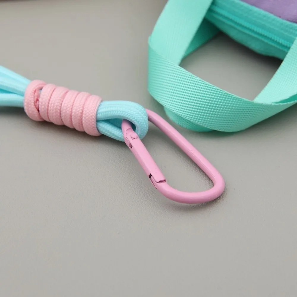 New Mini Coin Purse Canvas with Wristband Earphone Case Dopaamine Pink Card Holder