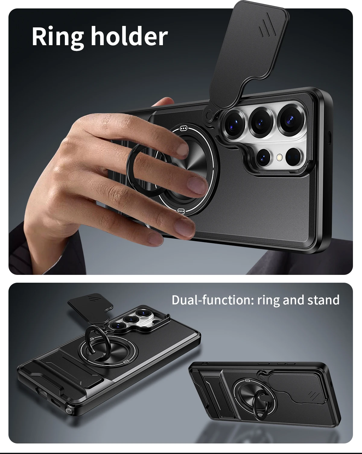 Luxury Armor Phone Case with Magnetic Holder and Lens Protection - Shockproof Cover