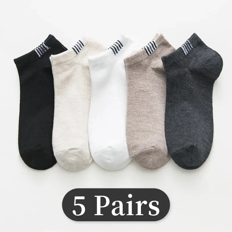 Spring and Summer Men's and Women's Four-season Simple Fashionable Comfortable Sports Striped Socks 5 Pairs sports striped socks