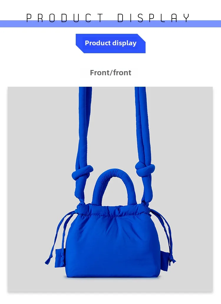 Personalisierte modische Umhängetasche, Nischendesign, neue, mit Baumwolle gefüllte Nylon-Umhängetasche für Damen, weiche und leichte, plissierte Seil-Kleinhandtasche_voghion.com