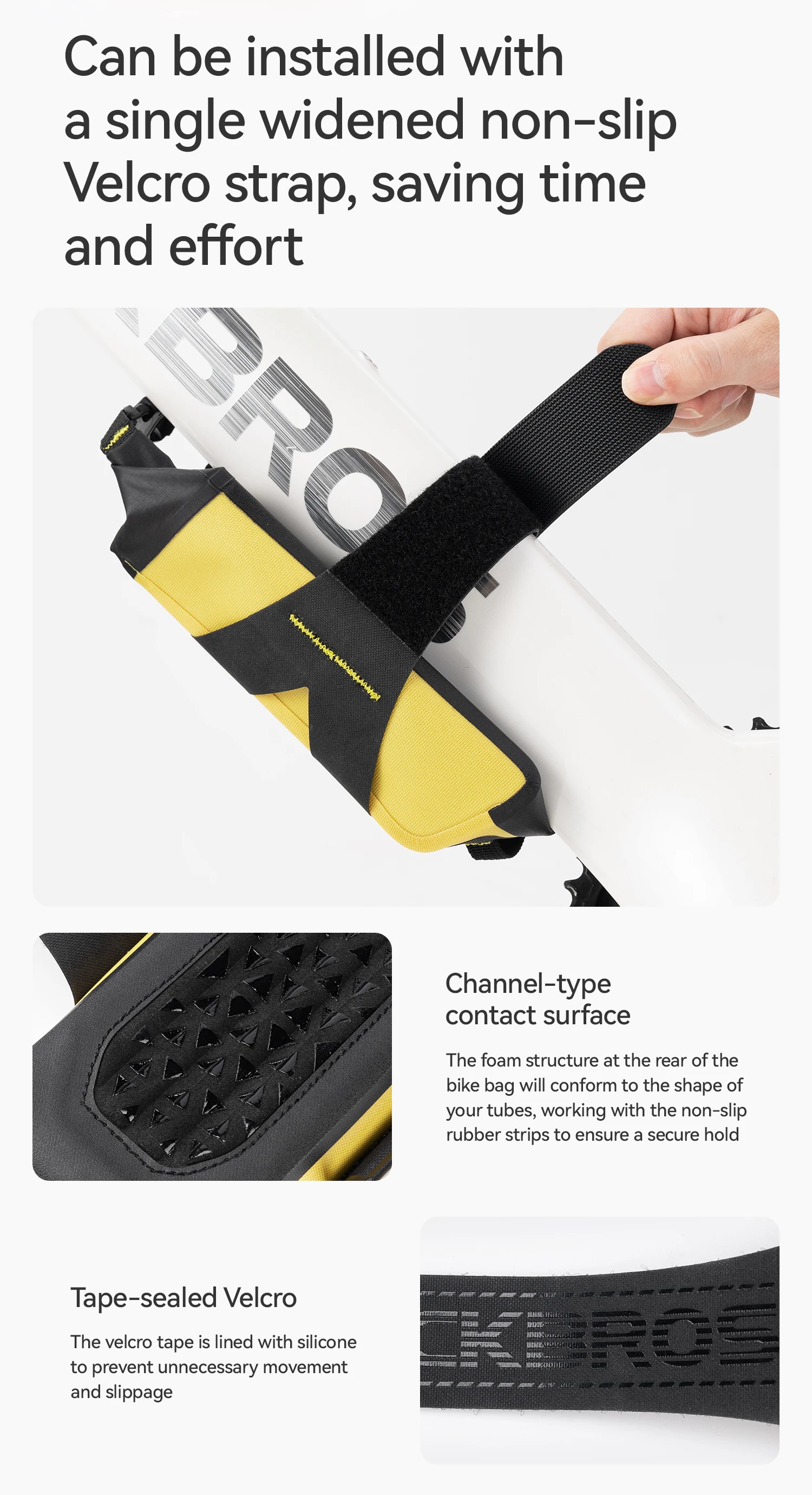 ROCKBROS Fahrradtasche Nahtlos Geschweißte Vollständig Wasserdichte Unterrohr-Tasche Mehrfache Platzierungsoptionen Outdoor-Sport Radfahrtasche – Detail 7