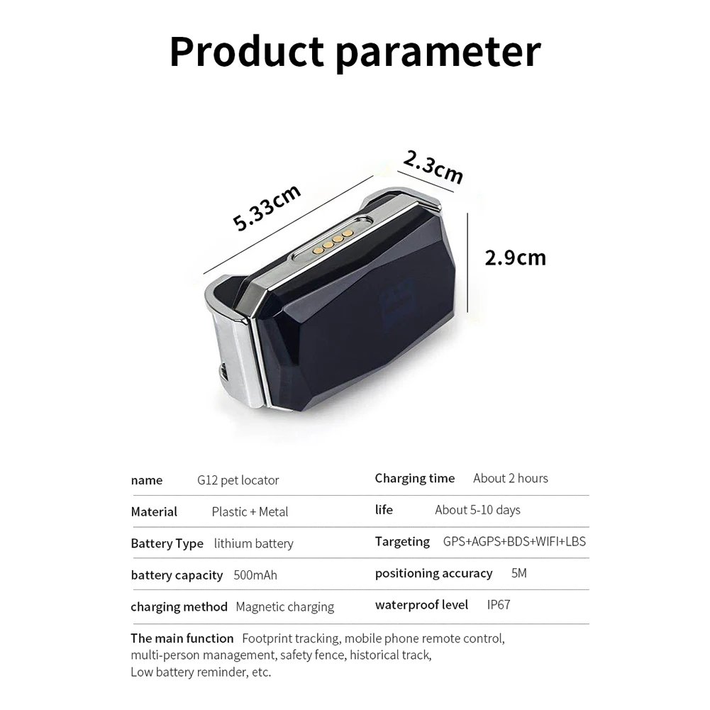 Smart Pet Detection Tracker Wearable Tracking Finder Locator Waterproof IP67 Anti-lost Record Multifunctional for Kids Elderly