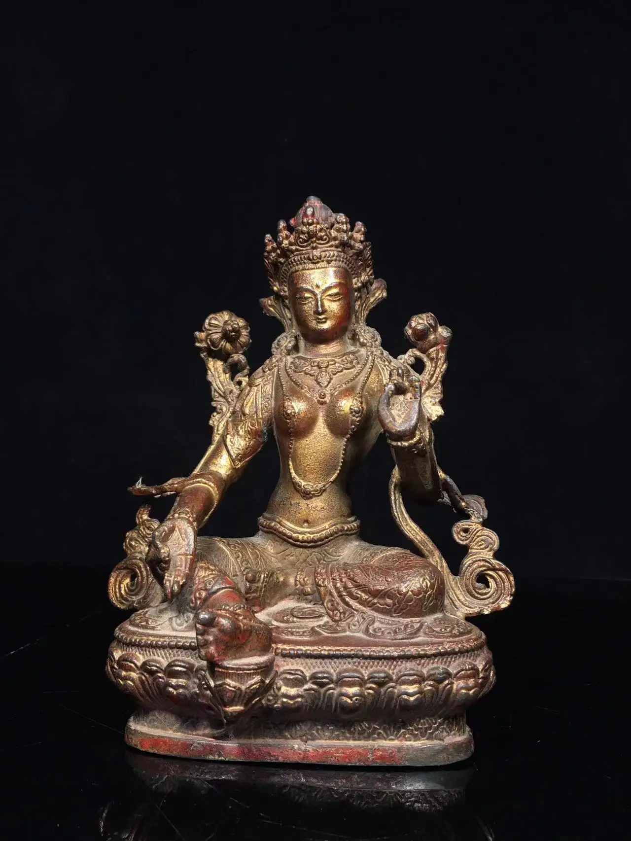 Vecchia Statua Di Buddha Randolph Fatta A Mano In Rame, Spedizione Gratuita