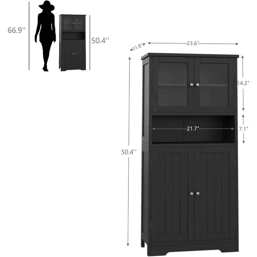 Bathroom Cabinets.Bathroom Cabinet, Bathroom Floor Cabinet with Open Shelf, Large Display Cabinet with Doors, Kitchen Cupboard
