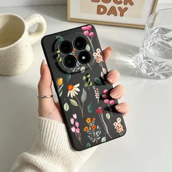 Elegant Floral Black Soft Phone Case Cover for POCO M6 Plus 5G (138HA0601HSE)
