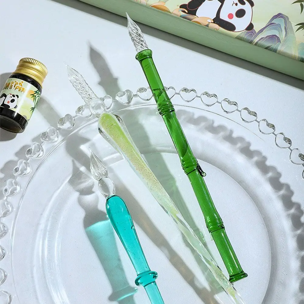 

Writing Pen Panda Series Glass Dip Pen Fountain Pens with Ink Stationery Decoration Dip Pen Glitter Transparent