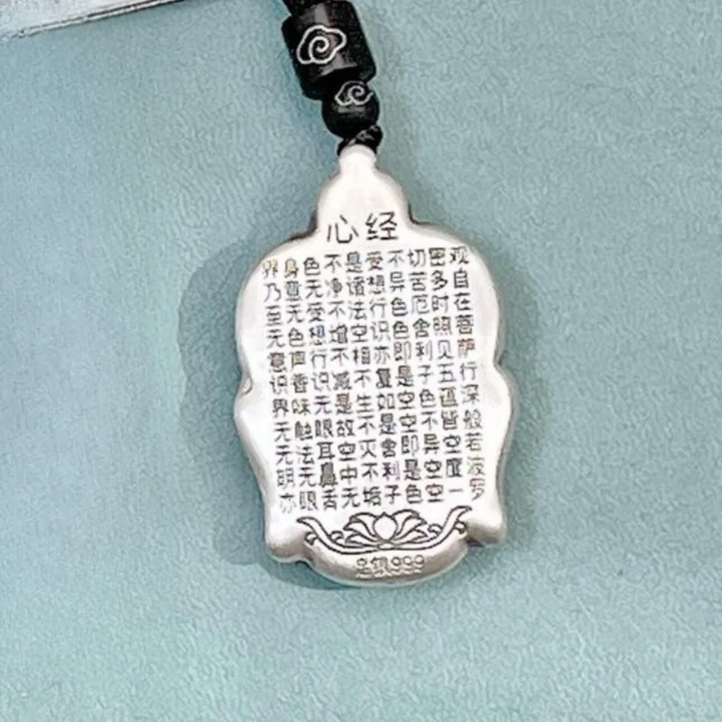 BOCAI S999 Sterling Silver Charms Pendants for Women Men New Fashion Avalokitesvara Tathagata Heart Sutra Amulet Free Shipping