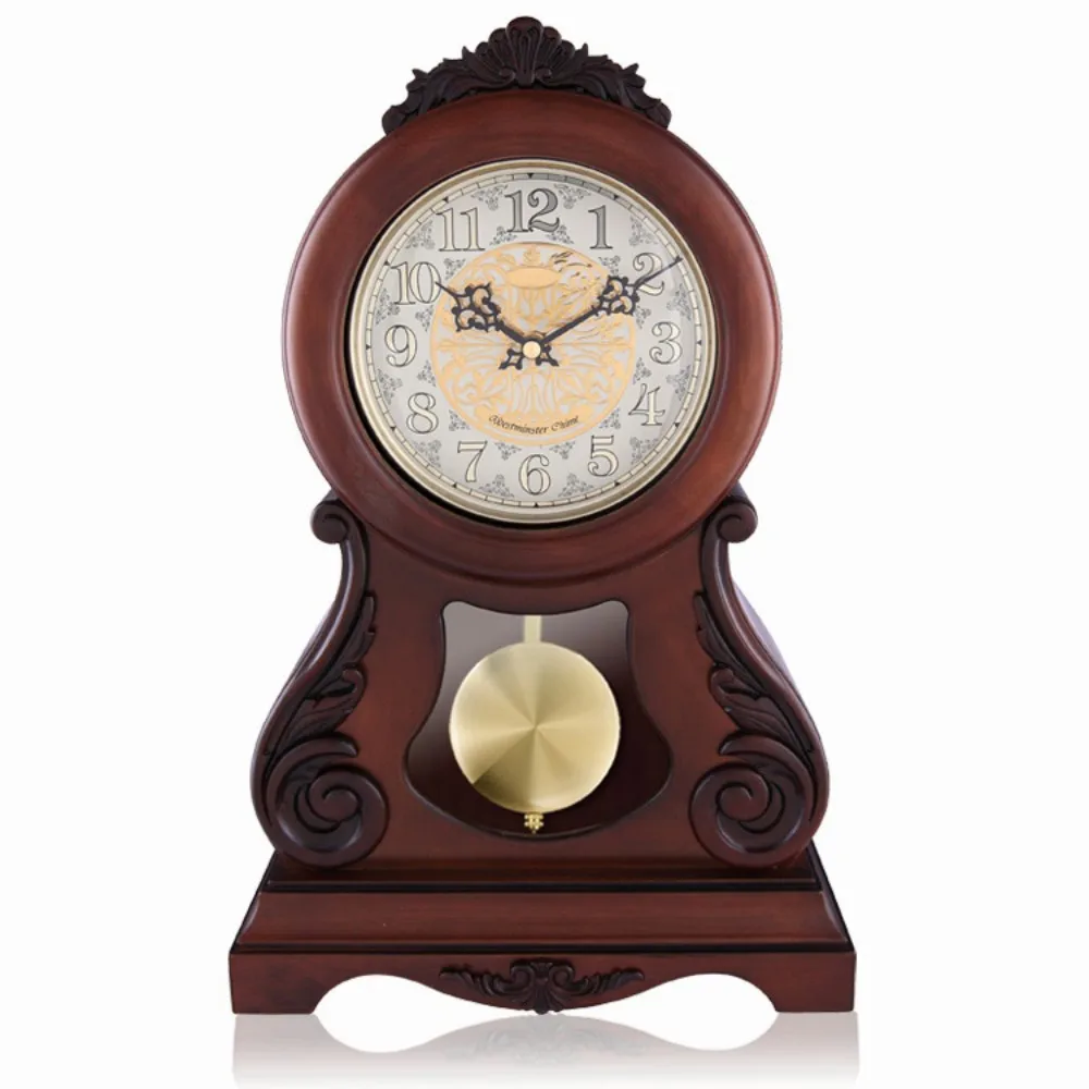 Vintage Mantle Clock Grandfather Pendulum Clock Floor Table Wooden