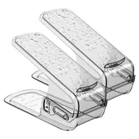 Adjustable Shoe Stacker 2pcs Adjustable Double Layer Stack Shoe Holder Transparent Thickening Stackable 3 Different Height Space 1