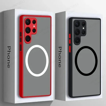 For Magsafe Magnetic Phone Case For Samsung Galaxy S25 S24 S23 S22 S21 Ultra Plus FE A56 A55 A54 Funda For Samsung Note 20 Ultra