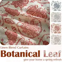 JINCHAN Linen Textured Floral Curtains Living Room Bedroom Vintage Drapes Room Darkening Window Treatments Grommet Top Curtain 2