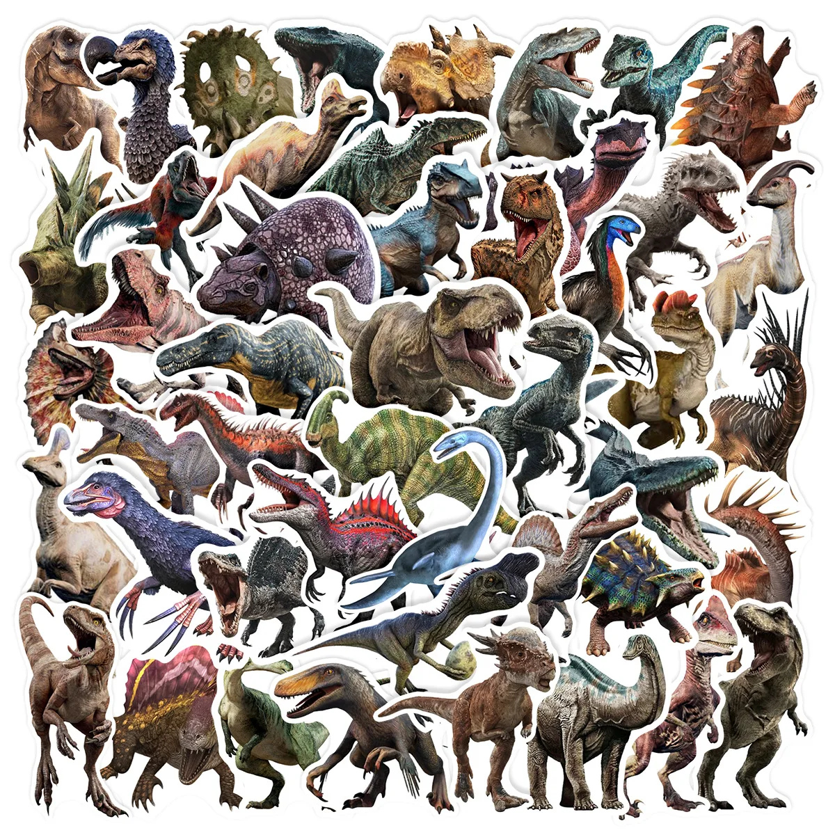 50 Stück Dinosaurier-Aufkleber Geschenk DIY Laptop Handy Koffer Notizbuch Urzeitliche Tier-Sticker Graffiti-Aufkleber