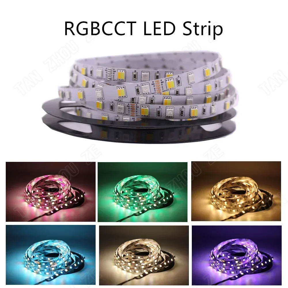 SMD 5050 RGB LED Strip Waterproof 5M 300LED DC 12V 24V CCT RGBCCT  RGBW RGBWW WHITE WARM WHITE NW Fita LED Light Strips Flexible 5
