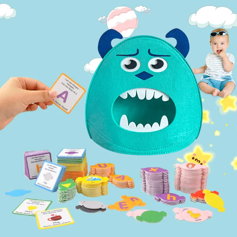 Kids Alphabet Learning Toys Matching Colors Shape Felt Toys Letter Recognition Monster Funny Game Montessori Educational Toy