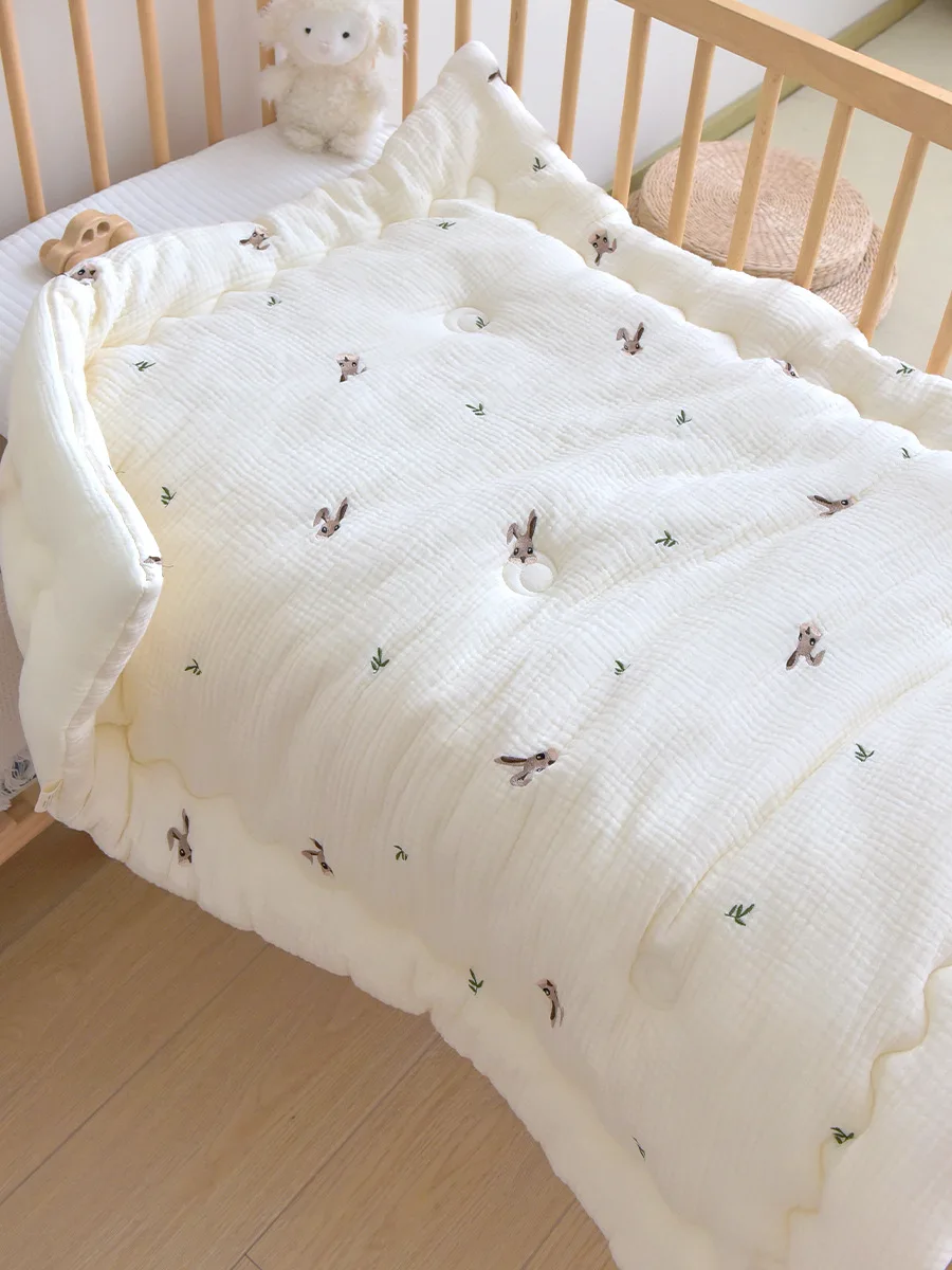 Baby Quilt Newborn Pure Cotton Foam Yarn Cartoon Embroidery Autumn Winter Quilt Kindergarten Baby Nap Blanket CJ287