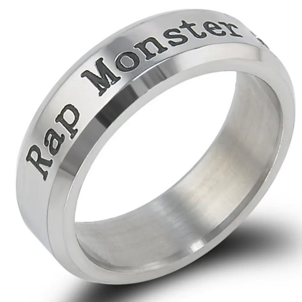 ARMY Jimin Jung Kook V J-HOPE Jin Rap Monst SUGA Rm Rhinestone Titanium Steel Finger Ring Inner 18mm Original Kpop Jewelry Gifts 6