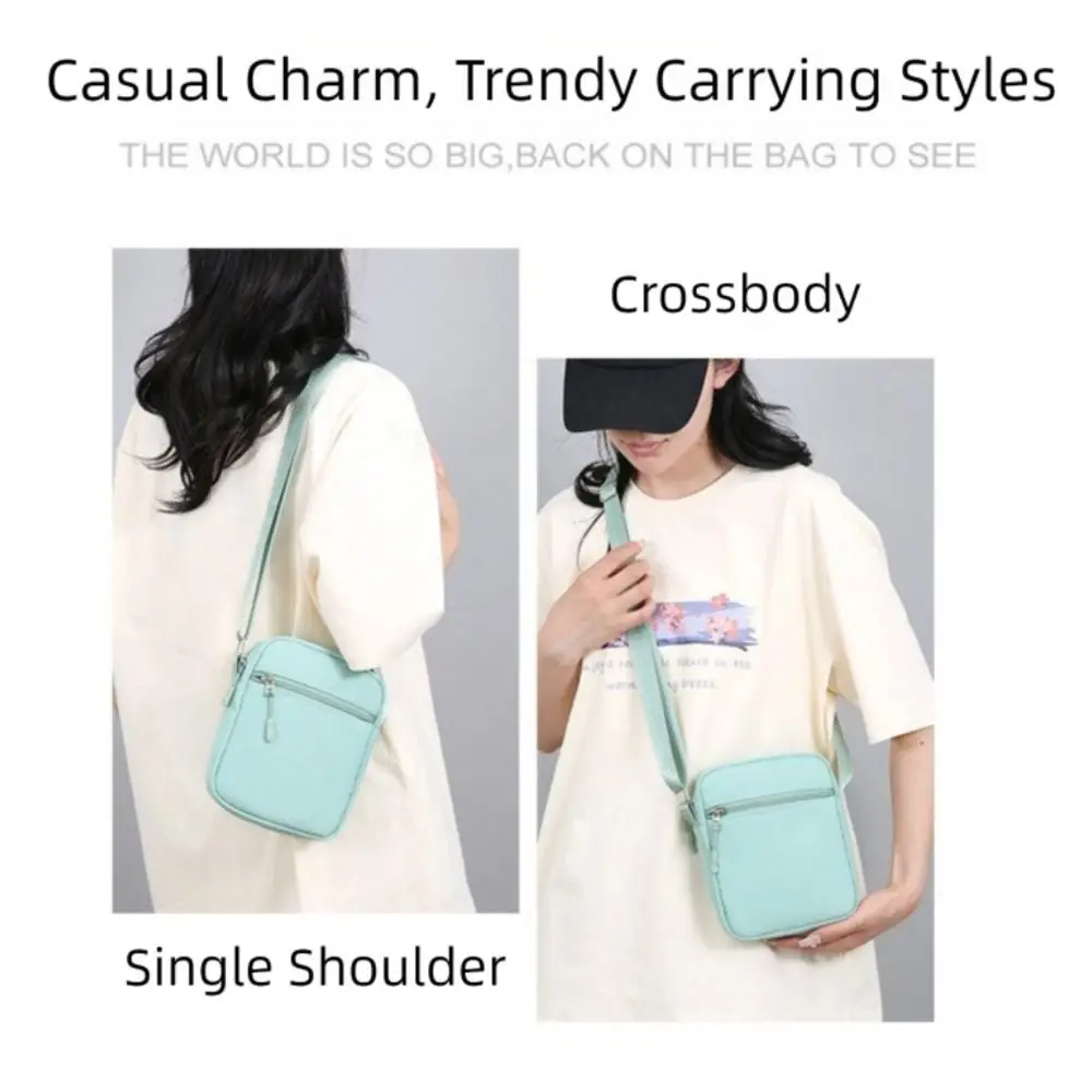Casual Oxford Cloth Shoulder Bag Adjustable Multiple Compartments Mobile Phone Bag Solid Color Crossbody Bag