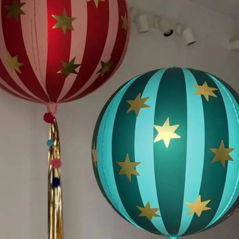 3PCS 22inch Striped Star Aluminum Film Balloon, 2026 Home Decoration Balloons , KTV Mall School Wedding Decor Balloons