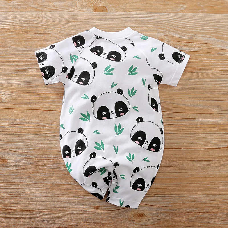 Newborn Clothes Cute Cartoon Panda Printed Cotton Comfortable And Soft Summer Boys And Girls 0-18 Short Sleeved Baby Jumpsuit baby rompers baby jumpsuit cotton jumpsuit baby clothing