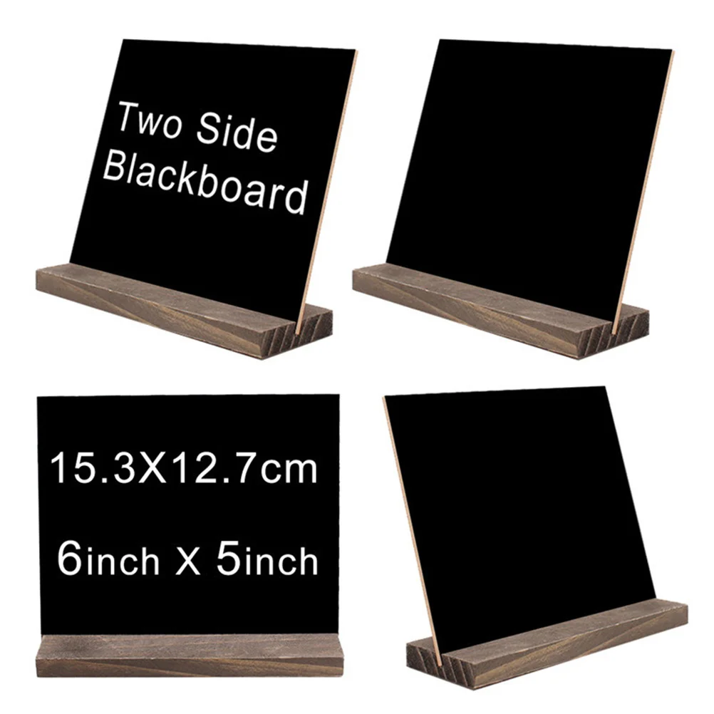 Mini Tabletop Chalkboard Signs Black Rustic Wood Base Stands Removable Board Liquid Chalk Markers Clear Images
